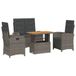 vidaXL 4-delige Tuinset met Kussens, Poly Rattan, Grijs