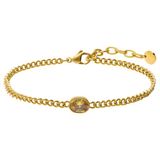 Lucardi - Dames Stainless steel armband met geboortesteen zirkonia voor dames - Armband - Staal - Goudkleurig - 20 cm