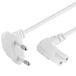 PremiumCord Stroomkabel, 230 V, 0,75 m, voor pc/monitor/tv/UPS, netsnoer met Eurostekker naar dubbele euro, C7, 2-polig, IEC 320, hoekig, wit