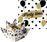 Paperdesign Oud en Nieuw servetten - 20x - wit/goud/zwart - 33 x 33 cm - 3-laags