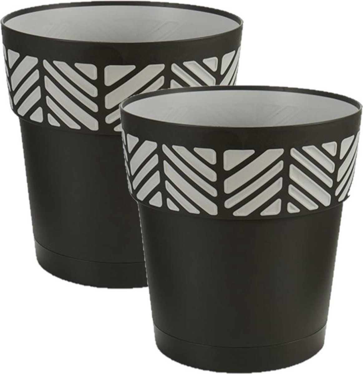 Stefanplast Orfeo Bloempotten - 3 stuks - Antraciet - 25 cm