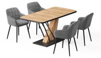 Vicco Ensemble de table à manger "Fenaro", Chêne doré, 120x80cm | avec 4 chaises de salle à manger