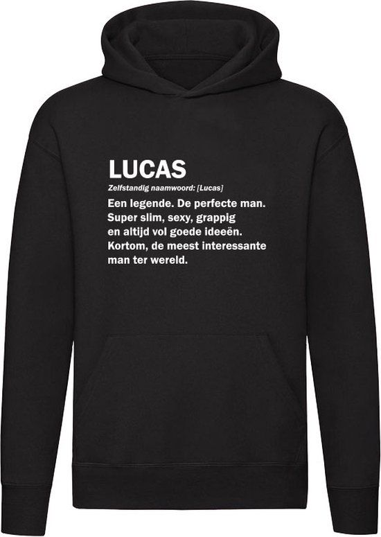 Lucas grappige Hoodie - Zwart - Unisex - Katoen