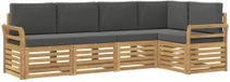 vidaXL Ensemble de canapé d'extérieur 5 pièces Blanc et anthracite Polyester