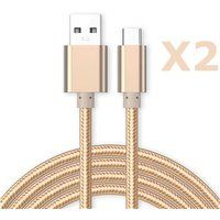 Little Boutik® Kabel Type-C Nylon Versterkte Lengte 2M Goudkleur