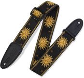 Levys Leathers MPJG-SUN-BLK geweven gitaarband met print - zwart met zon
