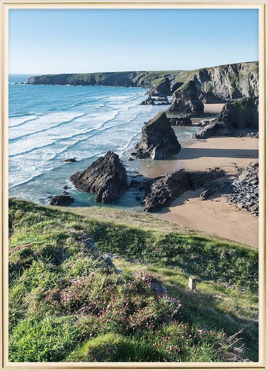 Posterdeco Poster Bedruthan Steps - Metaal Gouden Lijst - 30x40 cm
