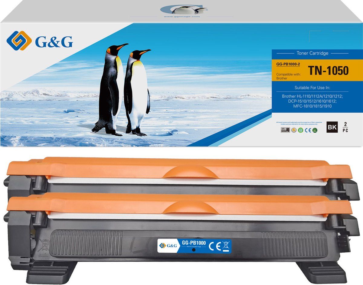 G&G Huismerk Tonercartridge Alternatief voor Brother TN-1050 - zwart - 2 stuks