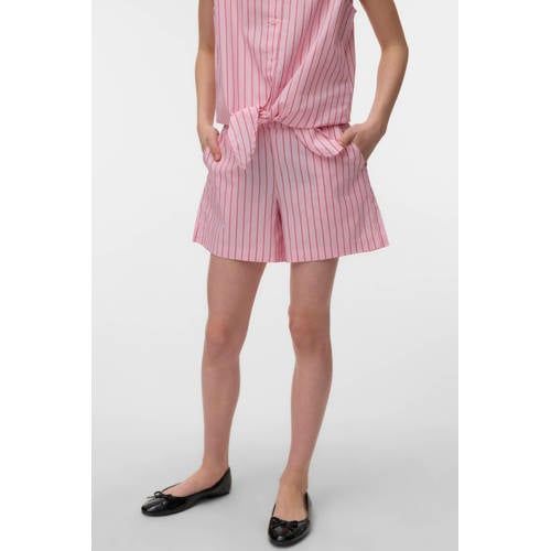 VERO MODA GIRL regular gestreepte casual short roze