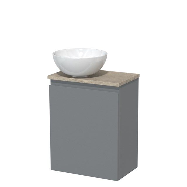 Maxaro Modulo Toiletmeubel - 41 cm - Lichtgrijs Eiken Blad - Middengrijs - Greeploos