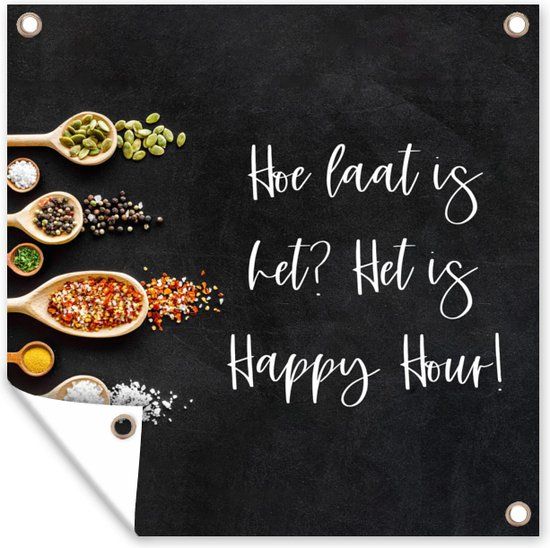GreatGardenPosters Tuinposter Hoe laat is het? Het is Happy Hour! - 200x200 cm - Buitenposter