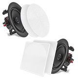 Pyle Plafond inbouwluidspreker, 200 W plafondluidspreker, tweeter, platte woofer, 17 cm - 2-weg wandluidspreker, plafondluidspreker- voor kantoor, keuken, woonkamer, thuisbioscoop, stereo-installatie