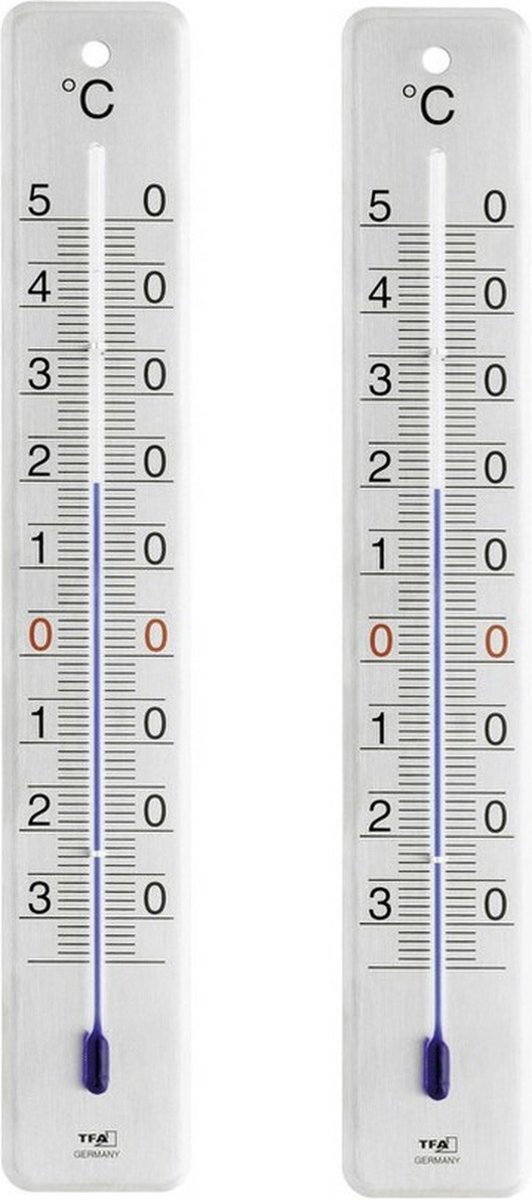 Ubbink Set van 2x RVS thermometer voor binnen en buiten 28 cm