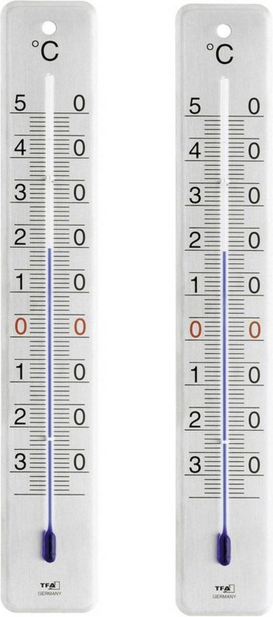 Ubbink Set van 2x RVS thermometer voor binnen en buiten 28 cm