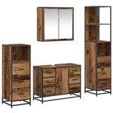 vidaXL Badkamermeubel Set 4-delig Oud Hout Bewerkt Hout