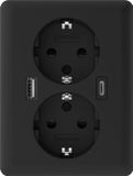 2USB - Dubbel USB Stopcontact Inbouw 10mm Zwart