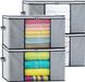 Merkloos Opvouwbare opbergdoos set van 4 - versterkte handgreep en ritssluiting - kledingopslag voor dekbedden en kussens - 60 x 40 x 35 cm