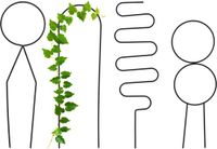 Relaxdays Zwarte plantensteunen - Set van 4 - Geometrische vormen - Metaal