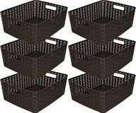 PLASTICFORTE Opbergmand/kastmandje - 6x - 12 liter - bruin - kunststof - 36 x 28 x 13 cm