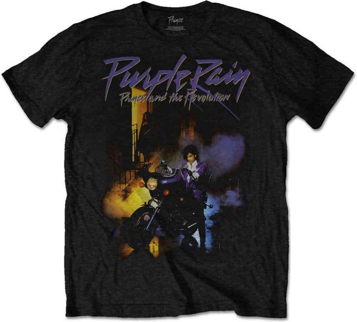 Rocks-Off Prince Heren T-shirt - Purple Rain Zwart - Maat M - Katoen