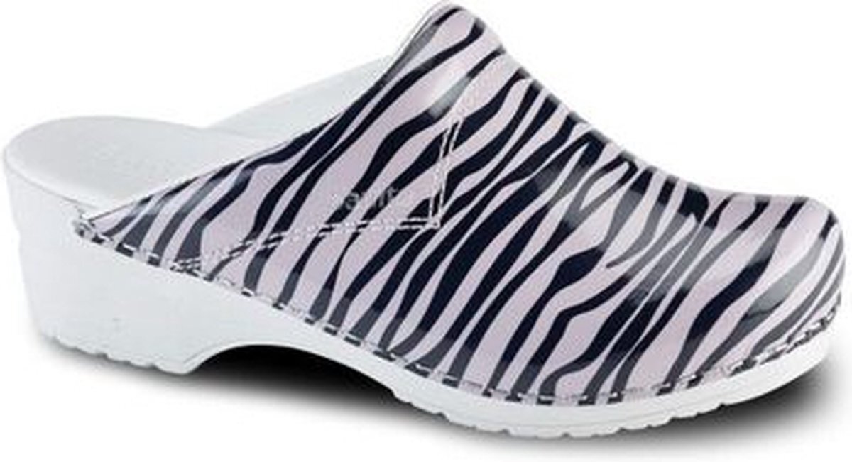 Sanita 8681 Flex Wildlife Zebra roze zwart open klompen 37