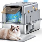 Merkloos Kattenbak RVS met geurcontrole en deksel