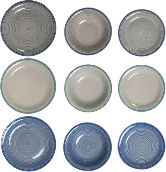 Serviesset DKD Home Decor Blauw Hemelsblauw Keramiek 18 Onderdelen