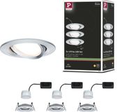 Paulmann Lampe encastrable LED Nova Coin Set de 3 orientable rond 84 mm 50° Coin 3x6W 3x470lm 230V 2700K Alu tourné
