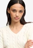 Superdry Wollen Mix Kabel V-hals Trui Dames Crème
