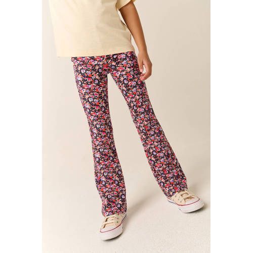Tumble 'n Dry regular waist gebloemde flared broek donkerblauw