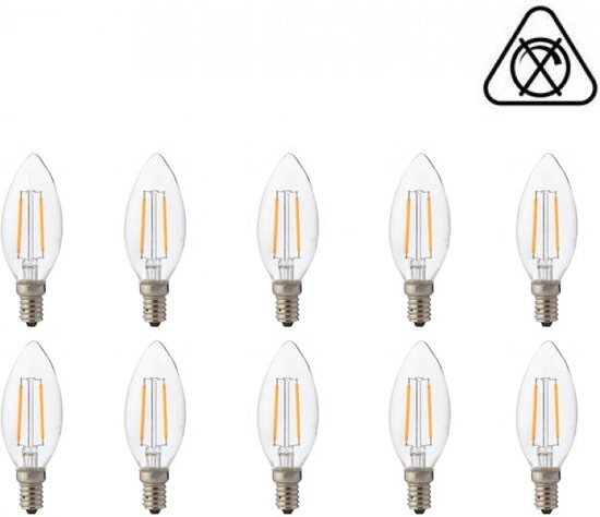 BES LED LED Lamp 10 Pack - Kaarslamp - Filament - E14 Fitting - 2W - Natuurlijk Wit 4200K
