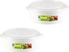 PlasticForte Bol magnetron - 2x - 2 litre - blanc/transparent - plastique - sans BPA