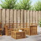 vidaXL Hoek loungeset 5-delig Naturel Acacia Hout Inclusief Tafel
