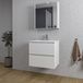 Saniclass Chaci Set de meubles de salle de bain - 60x46x55cm - lavabo en céramique blanc - 1 vasque - 1 trou de robinetterie - 2 tiroirs - armoire miroir - blanc mat