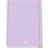 Dohe SERENITY Notitieboek, A4, geruit, 100 vellen, dikte 90 g/m², formaat 22,8 x 30 cm, hardcover, ringsluiting en elastiek, 5 mm geruit, schoolmateriaal, SERENITY paars