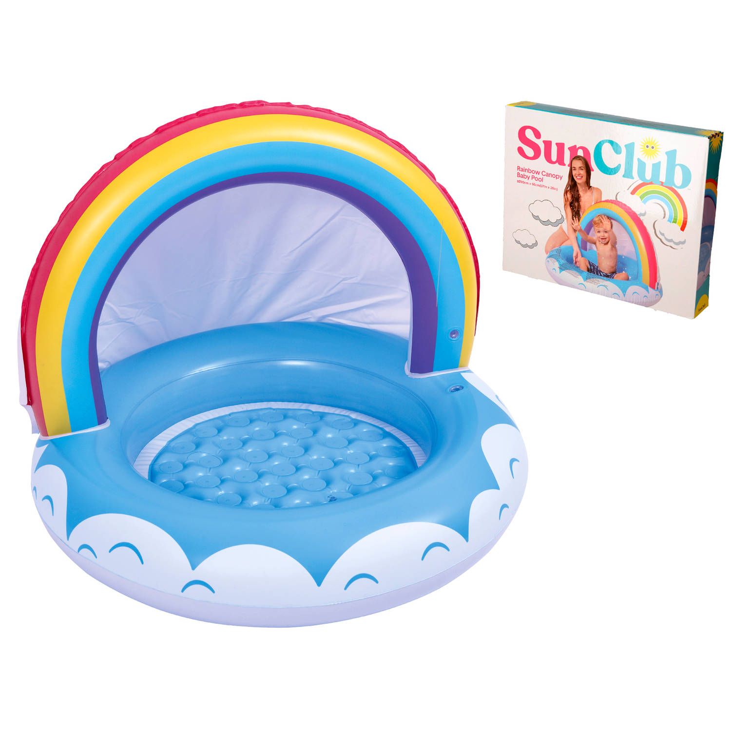 JILONG Opblaaszwembad regenboog 95 x 66 cm - Blauw