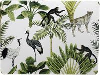 Mars & More tafel placemat jungle print wit - 2x stuks - kurk - 30 x 40 cm