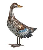 Dehner Decoratieve figuur eend, tuindecoratie vorstbestendig, decoratieartikel indoor/outdoor, ca. 30 x 44 x 16 cm, metaal, zilver/bruin