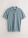 Next - Heren - N. Premium gebreide slim-fit polo met korte mouwen, kwartritssluiting en gestreepte boorden - Blauw