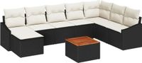 vidaXL Tuinbank - Set - 9 - st - Zwart - poly - rattan