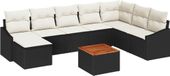 vidaXL Tuinbank - Set - 9 - st - Zwart - poly - rattan
