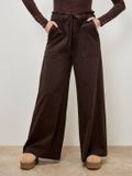 Apricot Broek met paperbag-taille en wijde pijpen - Katoen - Bruin