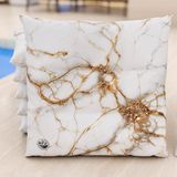 PETTI Artigiani Italiani - Set van 6 keukenstoelkussens, wit marmereffect, 40 x 40 cm, vierkante eetkamerstoelhoezen van microvezel met digitale print en veters