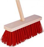 Merkloos Synx tools Bezem Rood - Buiten bezem - Veger - Bezem steel 120/ 28cm breed - Tuinbezem - Tuingereedschap