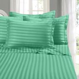 Elegant Comfort 6-delige beddengoedset, zachte en comfortabele hotelkwaliteit microvezel 1500 hoeslakens, diepe zak, kreukvrij, damast gestreept, California kingsize, groenblauw