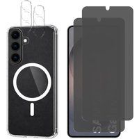 Phonillico® Coque avec Cercle magnétique pour Samsung Galaxy S26 et 2 Verres Trempé Noir Anti Espion et 2 Protections Caméra