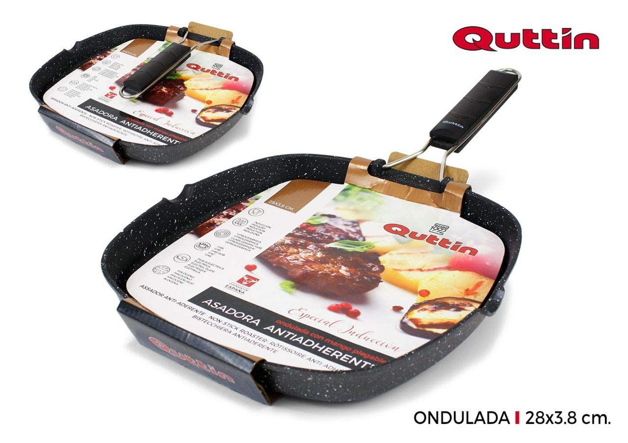 Quttin Grillpan – Gegoten aluminium – 28 x 28 cm – opvouwbaar handvat