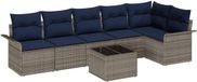 vidaXL Tuinbank - Set - 7 - st - Grijs - poly - rattan