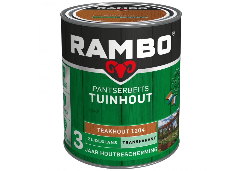 Rambo Tuinhout pantserbeits zijdeglans transparant teakhout 750 ml