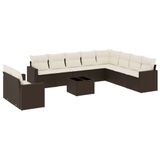 vidaXL Loungeset met Kussens, Poly Rattan, Bruin